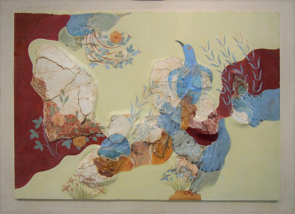 Figure 3: “Blue Bird”: a famous Minoan fresco from the palace of Knossos, Crete. The flower visible on the left upper corner is identified as C. creticus.